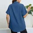 thumbnail image 7 of Women's Plus Tops Short Sleeve Loose Fit Casual Shirts Pullover Blouses Blue,3XL, 7 of 7