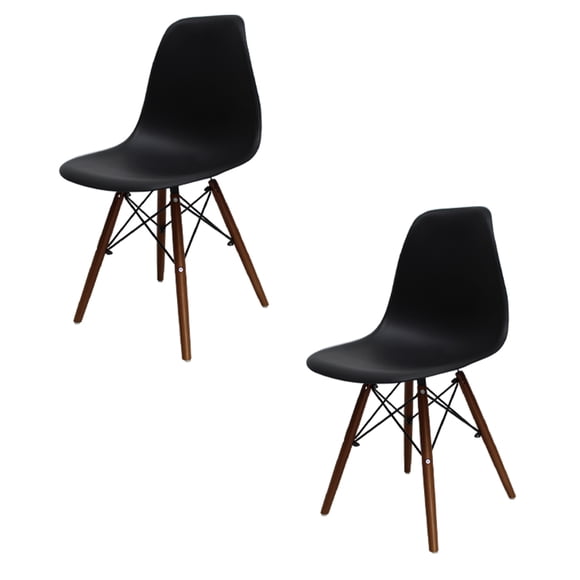 Set de 2 Sillas Eames MUNDO IN Negro con base color nogal