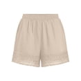 thumbnail image 5 of Yutgune Womens Cotton Shorts Elastic Waist Lace Trim Washed Casual Summer Beach Lounge Shorts with Pockets, 5 of 8