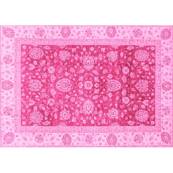 Ahgly Company Machine Washable Indoor Rectangle Oriental Pink Traditional Area Rugs, 3' x 5'