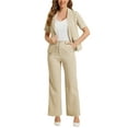 thumbnail image 1 of Conjunto de traje de oficina para mujeres INSPIRE CHIC, blazer de manga corta de un botón y pantalones de traje L color albaricoque oscuro, 1 of 6