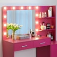 thumbnail image 5 of Vanity Desk with Drawers & Storage Dresser,Vanity Mirror with Lights,Makeup Vanity Desk with Easy to Clean for Bedroom,Rose Pink, 5 of 6