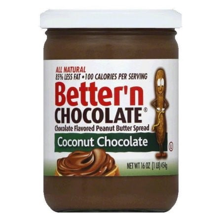 - (2 Pack) Better'n Chocolate Natural Peanut Butter Spread, Coconut Chocolate, 16 Oz