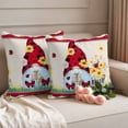 thumbnail image 2 of Ladybug Gnome Pillow Covers 2 Pack Country Summer Rustic White Yellow Daisy Floral Linen Texture Pillowcase Waterproof Outdoor Throw Pillow Cover for Patio Garden Square Cushion 18”x18”, 2 of 9