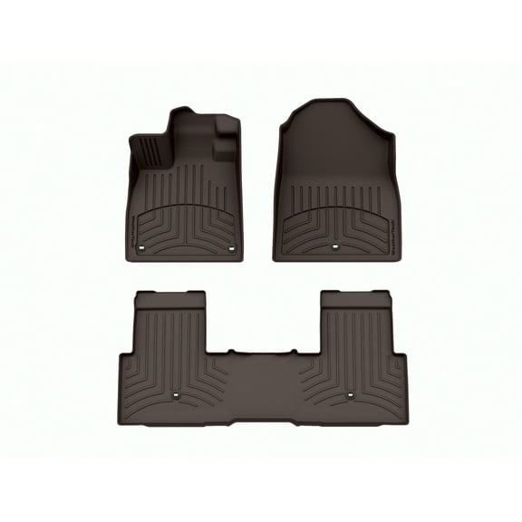 WeatherTech FloorLiner HP Custom Fit Floor Mats compatible with 2023-2026 Honda Pilot - 1st & 2nd Row, Cocoa