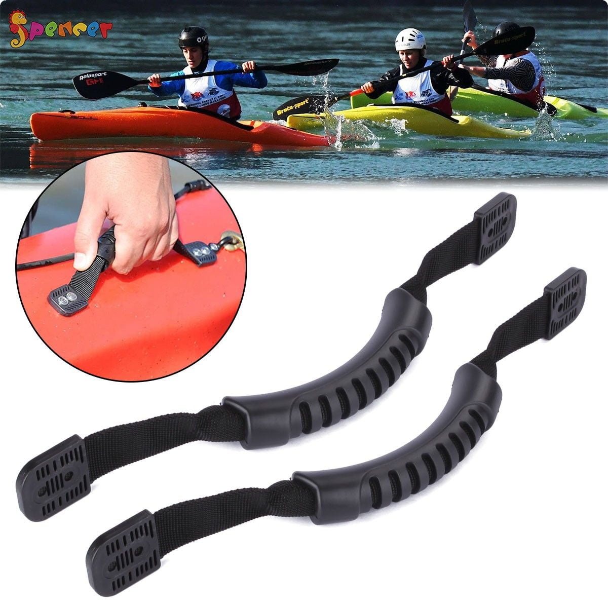 1Pair Kayak Canoe Boat Side Mount Carry Handle With Bungee Cord Accessories DIY 