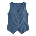 thumbnail image 4 of Tank Top for Women V Neck Button Up Sleeveless Spring Summer Winter All-purpose Corduroy Fashionable Tank Navy XL, 4 of 6