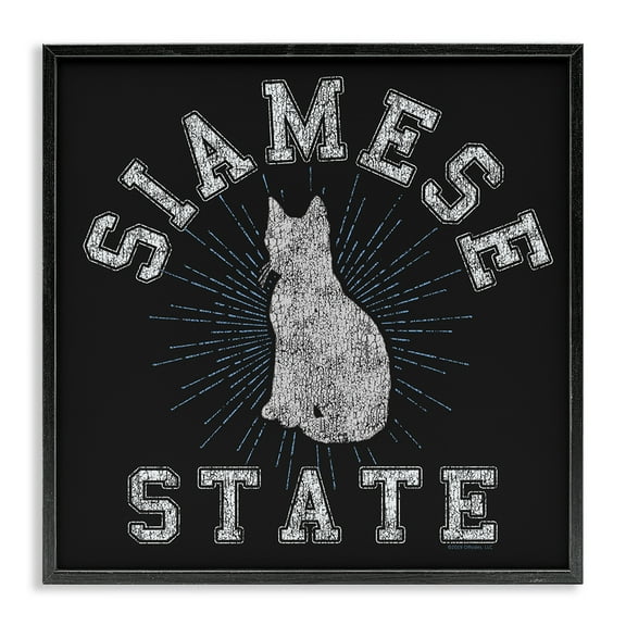 Stupell Industries Siamese Cat State Animals Painting Black Framed Art Print Wall Art, 12 x 12