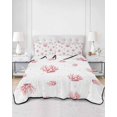 thumbnail image 2 of Full Size Quilt Bedding Set, Pink Coral Coastal Reversible Summer Quilt 3 Pieces, Nautical Summer Beach Ocean Sea Lightweight Bedspreads Coverlets with 2 Pillow Shams for All Seasons, 2 of 5