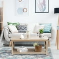 thumbnail image 2 of Giantex Rustic Coffee Table, 43.5" Farmhouse Accent Cocktail Table w/ Open Storage Shelf & X-shaped Metal Frame Support, Wooden Sofa Central Tea Table for Living Room, Easy Assembly, Grey, 2 of 10