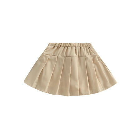 

Toddler Kids Girls Elastic Waisted Pleated Skirts Tennis Uniforms A-line Mini Skirts with Lining Shorts