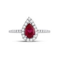 thumbnail image 2 of FB Jewels 10kt White Gold Womens Pear Lab-Created Ruby Solitaire Diamond Frame Ring 1-1/5 Cttw, 2 of 4