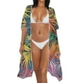 thumbnail image 3 of DISNIMO Palm Tree Print Women Kimono Swimsuit Cover Ups Summer Beach Casual Loose Coverups Open Front Long Bikini Cover up Cardigan Bathing Suit Coverup, 3 of 6