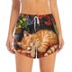 thumbnail image 2 of Balery Sleeping Cat Flowers Pantalones cortos deportivos para mujer con forro y dos bolsillos, elásticos, para entrenamiento, gimnasio, yoga-Small, 2 of 7