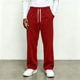 thumbnail image 4 of TKKCS Mens Corduroy Casual Pants- Baggy Loose Fit Elastic Drawstring Waist Wide Leg Straight Pants with Pockets Red Size 2XL, 4 of 7