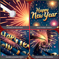 thumbnail image 1 of Balloon Design Happy New Year Banner Gift Box Glitter Decor Festive Backdrop for Holiday Party Event Celebration, 1 of 5