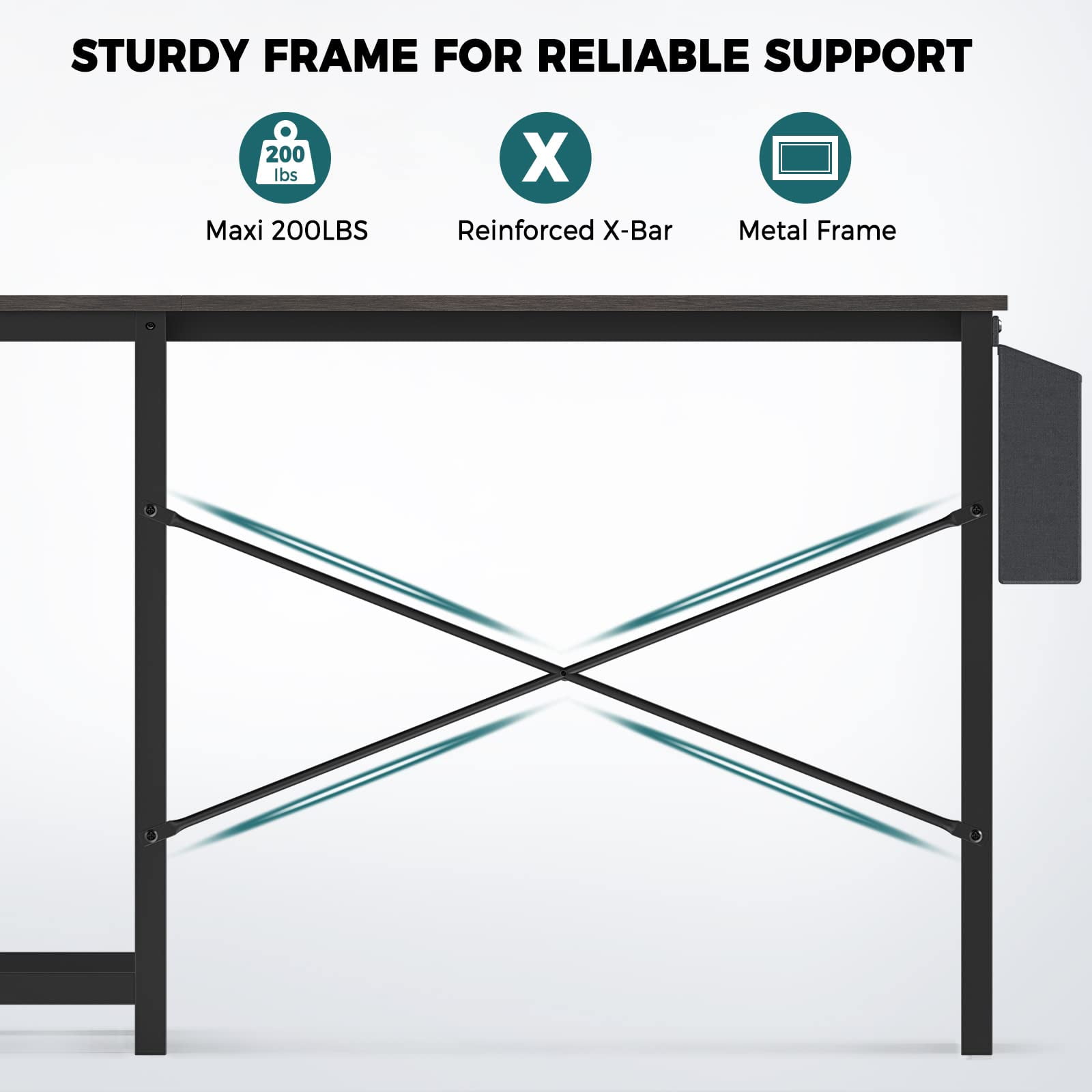 L Shaped Desk with Side Storage Bag and CPU Stand Shelf for Home Office Computer, 49 Inch, Grey Wood