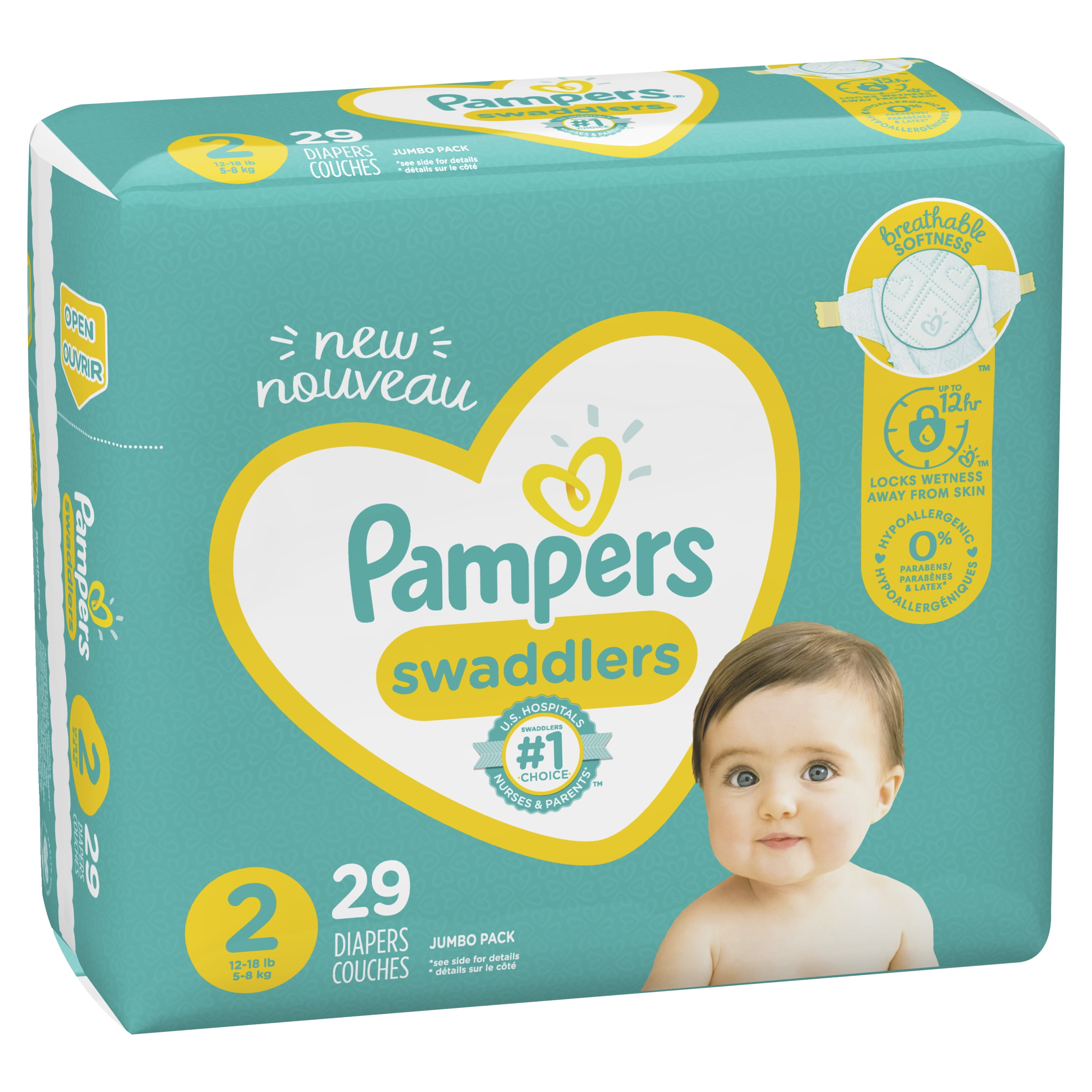 Pampers Swaddlers Hypoallergenic Soft Diapers - Size 2, 29 Count 