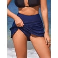 thumbnail image 6 of Charmo Womens Ruffled Hem Swim Skirts High Waisted Tankini Bottoms Drawstring Bikini Bottoms, 6 of 7