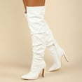 thumbnail image 3 of Slouchy Thigh High Boots for Women Sexy Leather Pointed Toe Pumps Heels Over The Knee Tall Boots with Zipper, 3 of 8