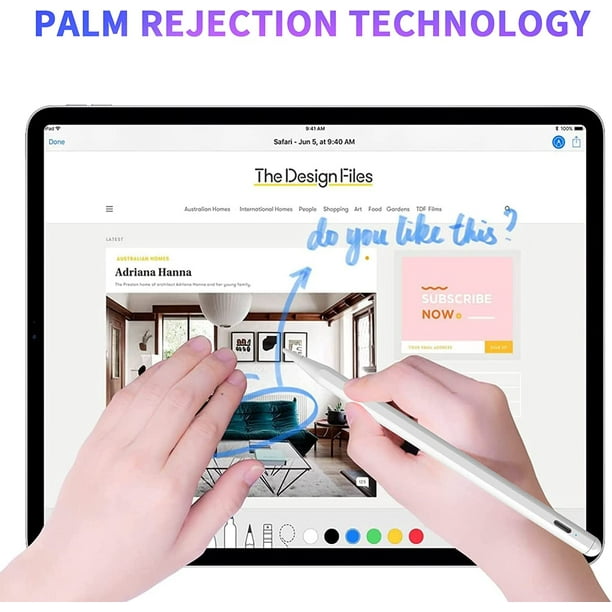 Stylet Crayon pour iPad 9ème Génération, Stylet de Refus de Palme  Compatible avec iPad Pro 11 Pouces / iPad Pro 12.9 