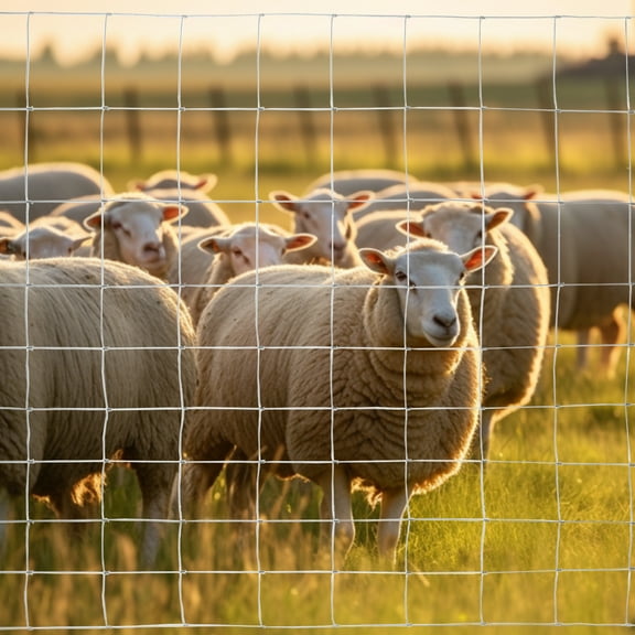 Aukfa 4x164 ft Galvanized Wire Fencing,Heavy Zinc Coating Farm Fence Used to Hog Goat Fencing for Yard Garden Field