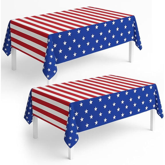 American Flag Tablecloth 54"x108", 4th of July Patriotic Decorations Disposable Plastic Table Cover, Party Supplies Outdoor for Independence Day