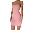 thumbnail image 1 of Color sólido verano falda de tirantes delgada sin tirantes sexy vestido elástico Irfora Rosa L, 1 of 5