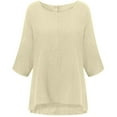 thumbnail image 3 of ZKCCNUK WomenSolid Three Quarter Sleeve Cotton Tops Blouse T-shirt Summer Plus Size Tops 2025, 3 of 3