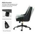 thumbnail image 6 of Vegan Leather Task Chair Swivel Home Office Chair Height Adjustable Mid-back Upholstered Nailhead Trim Bedroom Black, 6 of 7