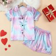 thumbnail image 2 of Girl Pajamas Toddler Boys Girls Short Sleeve Prints Tops T Shirt Shorts Casual Outfits Toddler Pjs Blue 4 Years-5 Years, 2 of 7