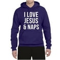 thumbnail image 2 of Wild Bobby, I Love Jesus & Naps Inspirational/Christian Unisex Graphic Hoodie Sweatshirt, Purple, Small, 2 of 6