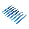 thumbnail image 4 of Juego de 8 pinzas para pestañas de acero inoxidable con punta fina y ergonómicas de titanio azul para extensiones de pestañas profesionales, 4 of 14