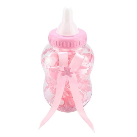 Cajas de dulces con forma de biberón, 30 uds, bonitas botellas de dulces para bebés, Mini botellas de dulces para bebés para decoración de fiestas de bautizo y eventos(Rosa)
