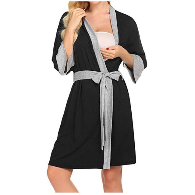 Clearance & Promo,Maternity Robes, Nursing Home Wear, Soft Terry Fabric, Color Matching, Postpartum Comfort, Easy Nursing Access, Quick Dry, Breathable, for Mom, Maternity Sleepwear
