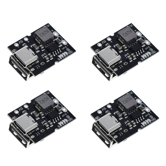 4X Type-C USB 5V 2A Boost Converter Step-Up Power Module Lithium Battery Charging Protection Board ,with Welding,4 x 5V 2A Charge-discharge Integrated Module,Black