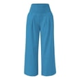 thumbnail image 4 of Pants for Women Work Smocked Elastic Waist Loose Comfy Pajama With Pockets Palazzo Wide Leg Pants, 4 of 4