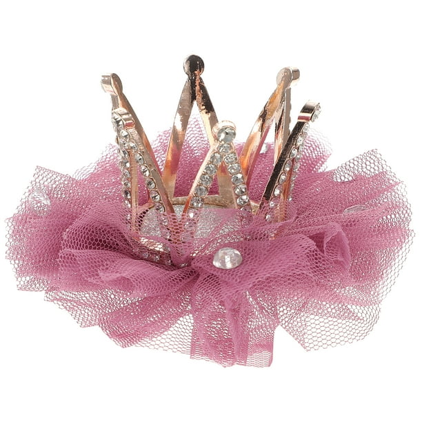 1 pinza para el pelo con forma de corona para niños, con diamantes de imitación, adorables pinzas para el flequillo, accesorios para el cabello para niños, color marrón camafeo