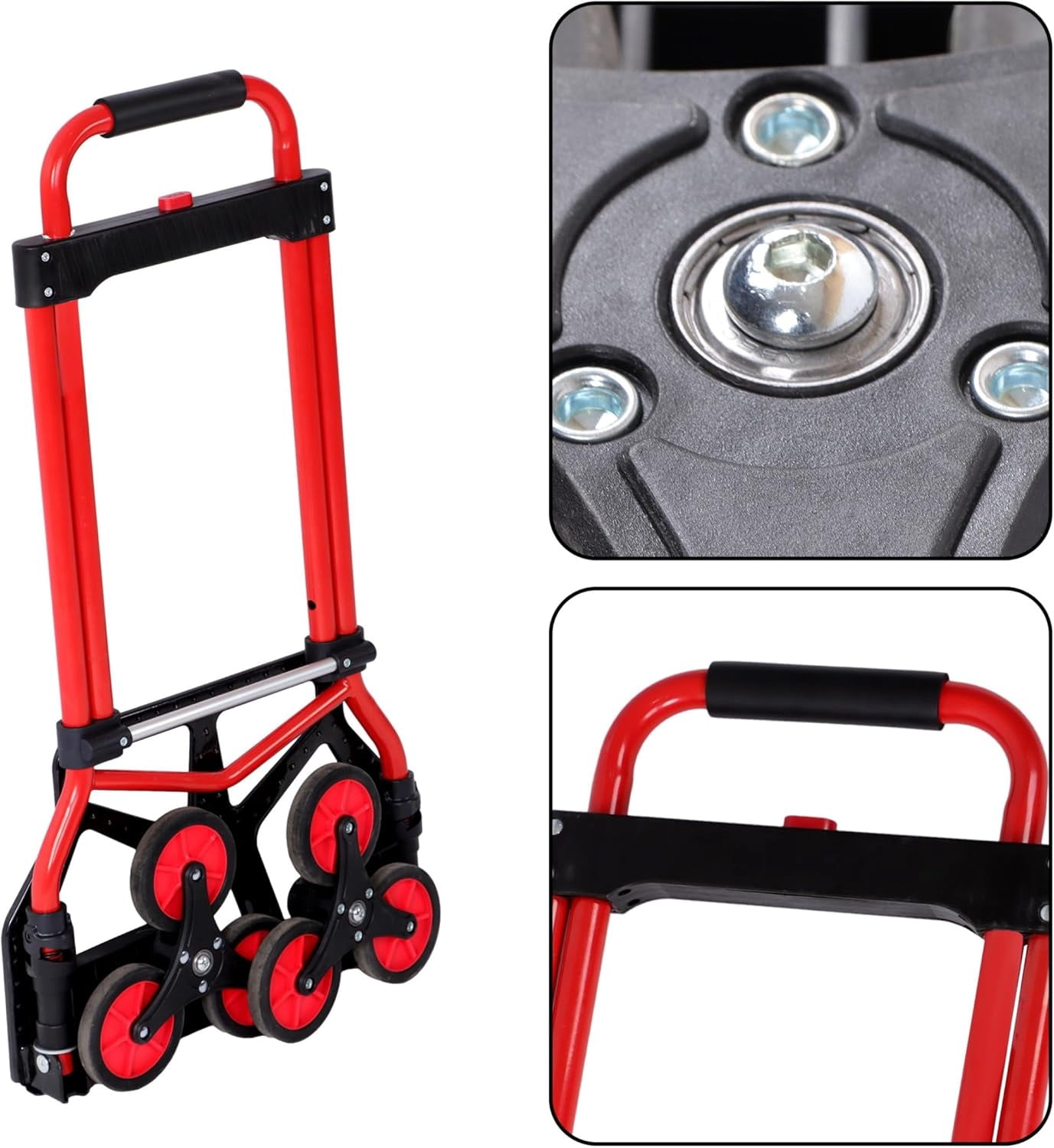 munirater 330LB Folding Heavy-Duty Stair-Climber Hand Truck Dolly Cart with Telescoping Handle Portable Climber Trolley for Home Moving, Warehouse, Airport Luggage