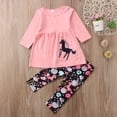 thumbnail image 2 of Toddler Kids Baby Girl Unicorn Tops Dress Floral Pants Outfits Set Clothes, 2 of 6