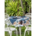thumbnail image 2 of Outdoor Tablecloth with Umbrella Hole and Zipper, Blue Christmas Round Table Cloth 60 Inch Waterproof Tablecloth, Coffee Xmas Botanical Pine Cones Picnic Table Cover for Patio Camping, 2 of 7