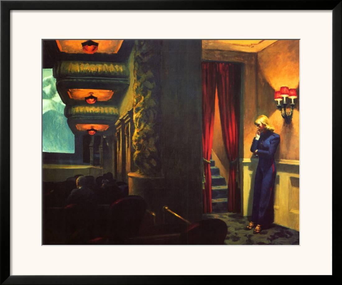 Painting Edward Hopper New York Movie Printing on Canvas Paint Brush Stroke 
