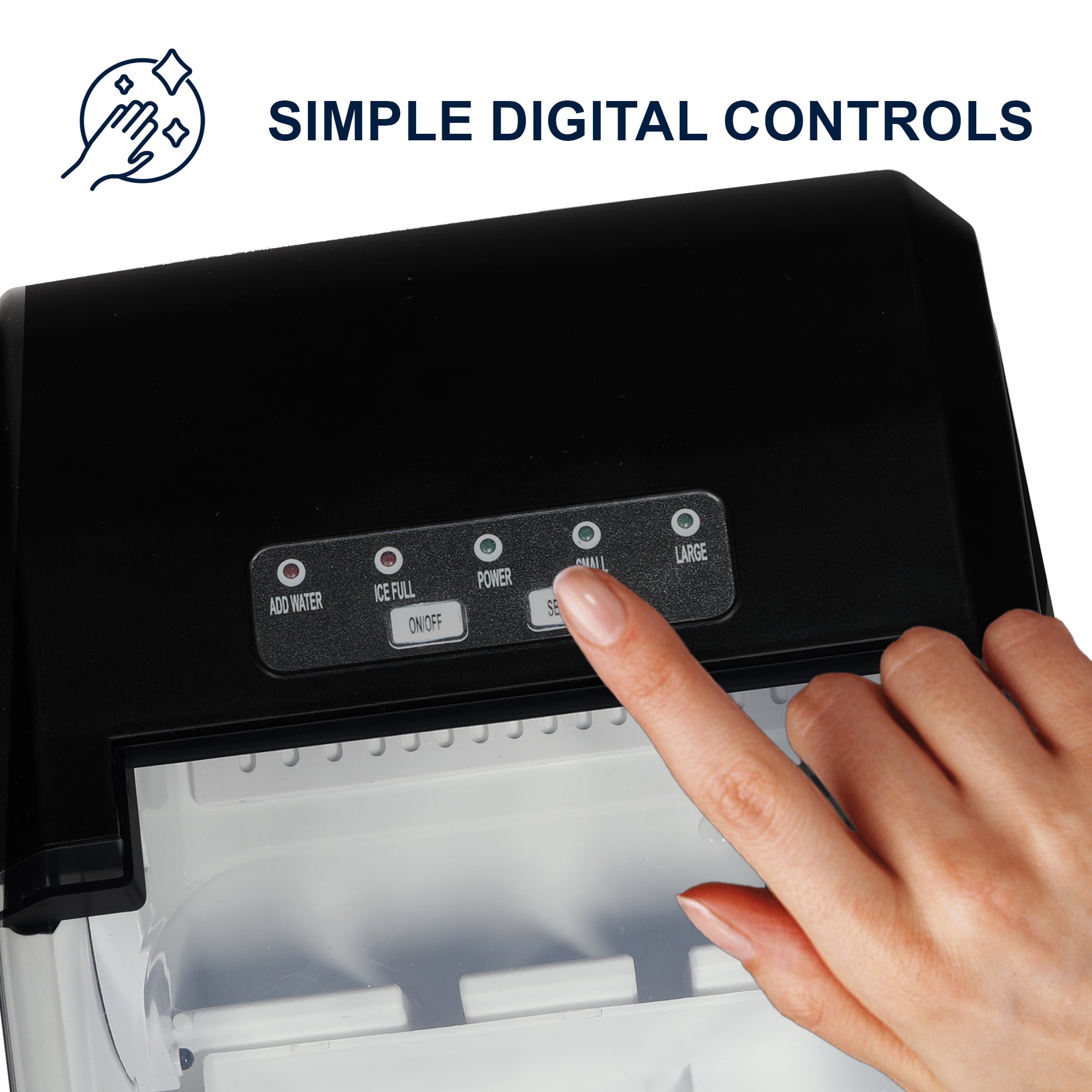 Koolatron KIM26B Compact Countertop Ice Maker with Digital Controls and LED Indicators