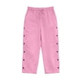 thumbnail image 6 of Twczz Girls Cotton Linen Capris with Pockets- Casual Elastic Waist Straight Leg Quick Dry Kids Beach Pants Pink Size 10-12 Years, 6 of 7