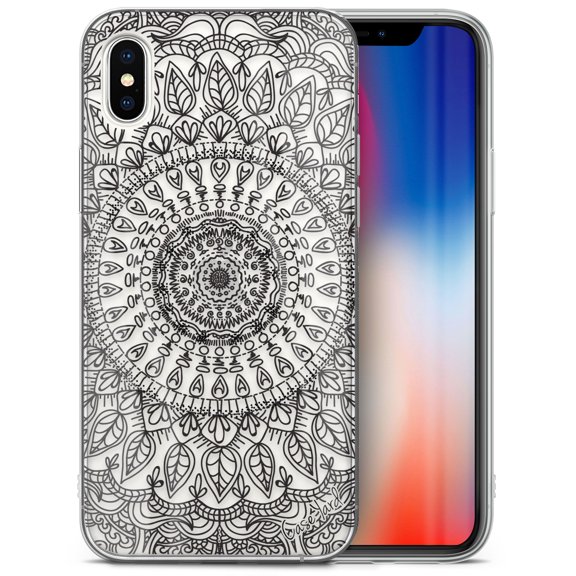 Case Yard iPhone-XS-Max Case Clear Soft & Flexible TPU Ultra Low Profile Slim Fit Thin Shockproof Transparent Bumper Protective Cover Drop Protective Cell Phone Cases (Floral Mandala)