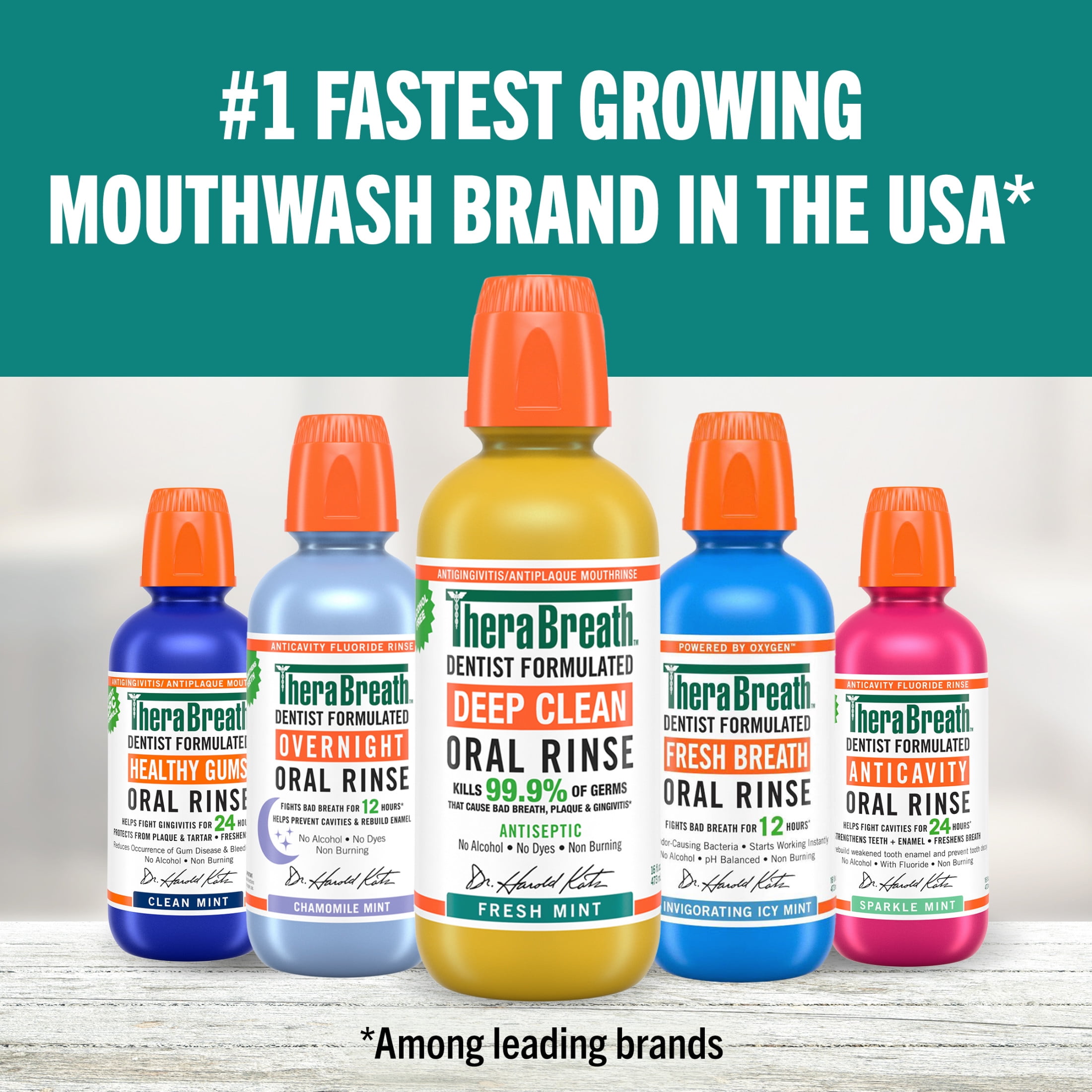 TheraBreath Deep Clean Mouthwash, Alcohol Free, Antiseptic Benefits, Fresh Mint, 16 fl oz