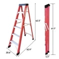 thumbnail image 2 of AuraLane 5 Steps Fiberglass Ladder,330-Pound Capacity,Portable Folding Platform Step ladders for Home,Red, 2 of 7