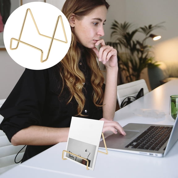 OULII Metal Display Stand for Photo Frames, Albums, Crafts - Versatile Desktop Organizer for Home and Office