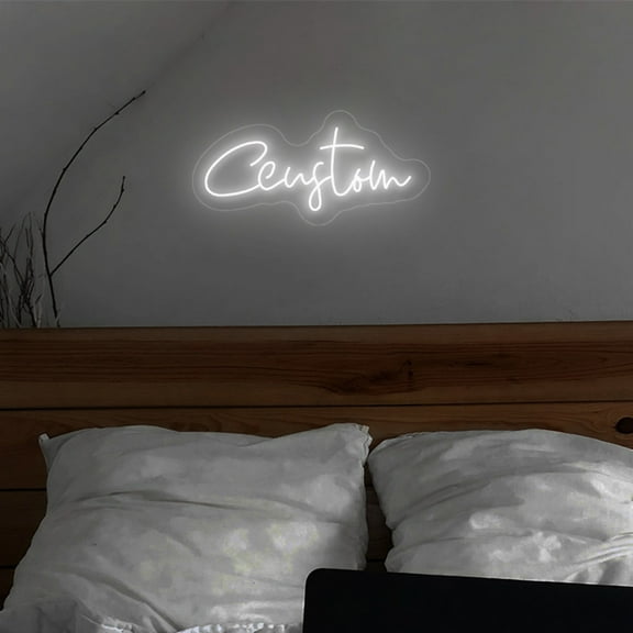 UPONRAY Single Line Custom Neon Signs, Usb Powered with Adjustable Brightness Wall Decor for Gifts, Cool White, 5 inch