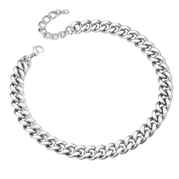 ChainsProMax Mens Necklace Cuban Chain Choker 12mm 14 inch Stainless Steel Choker Neck Chains for Men